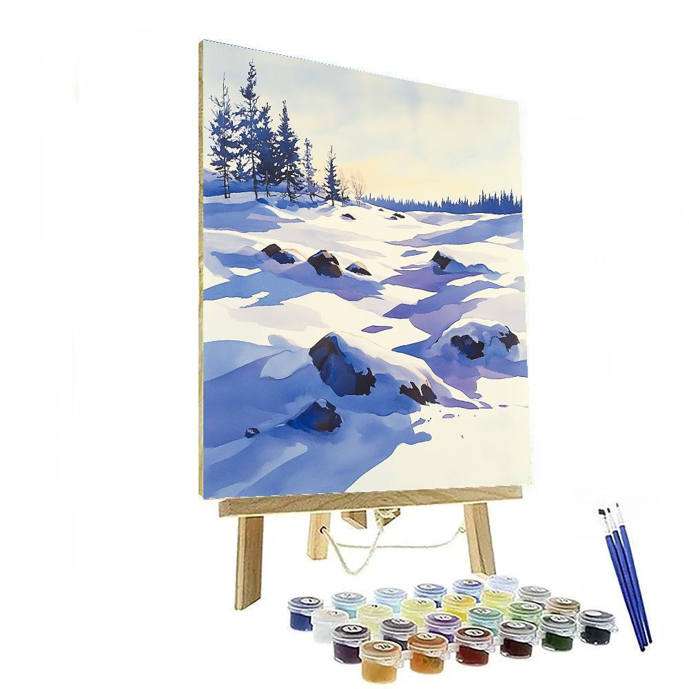Franklin Carmichael Inspired Winter Light On Snow Fields Paint by numbers art