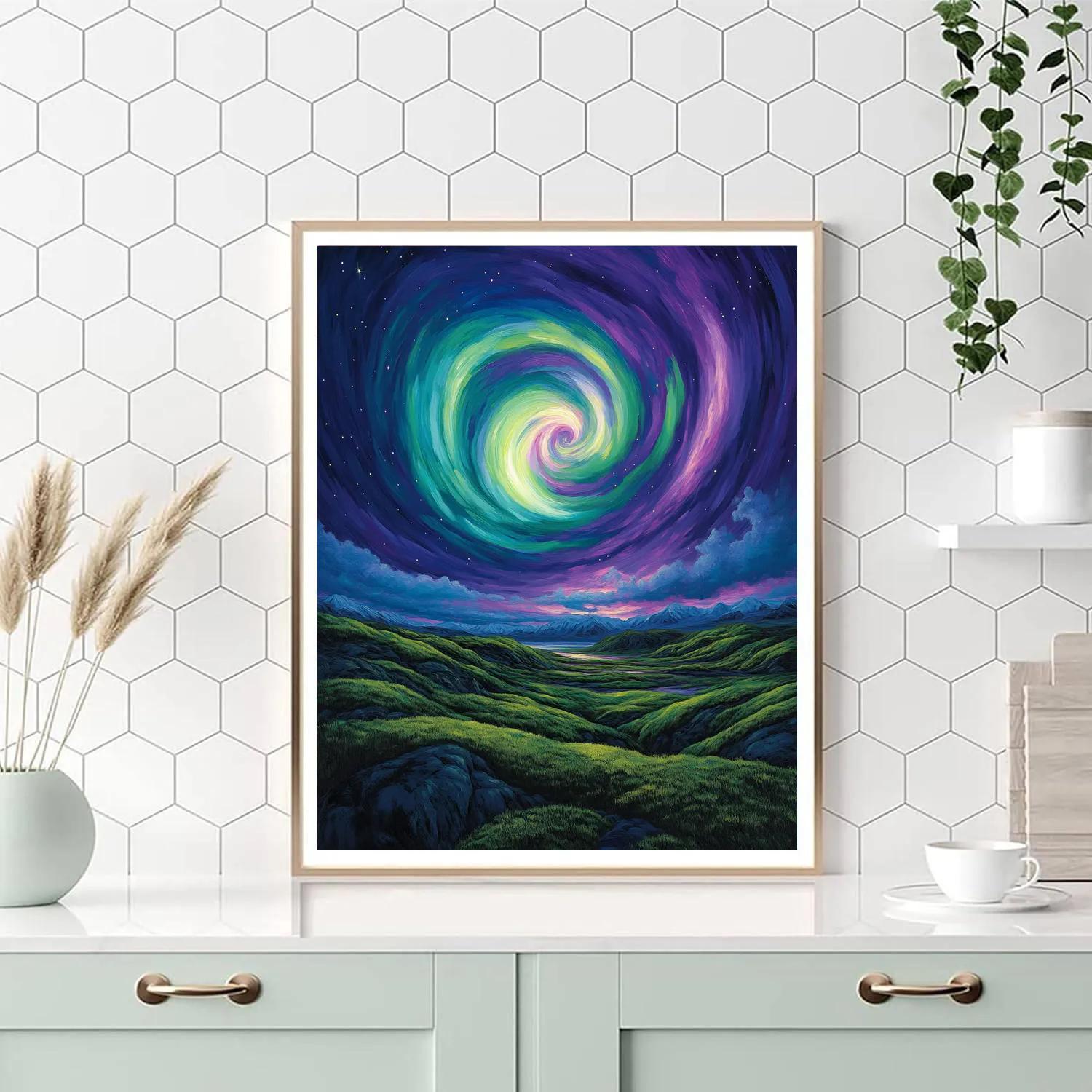 Frederick Varley Inspired Luminous Aurora Over Quiet Tundra DIY paint by numbers