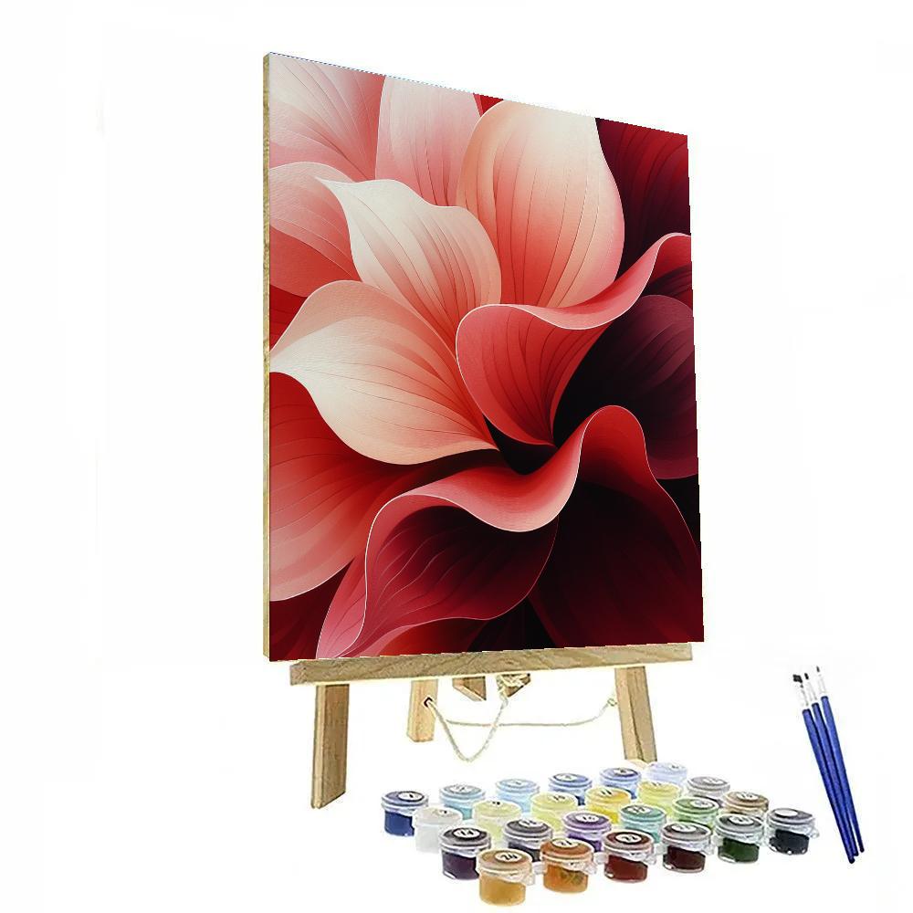 Georgia O’Keeffe Inspired Crimson Petal Close Up Paint by numbers art