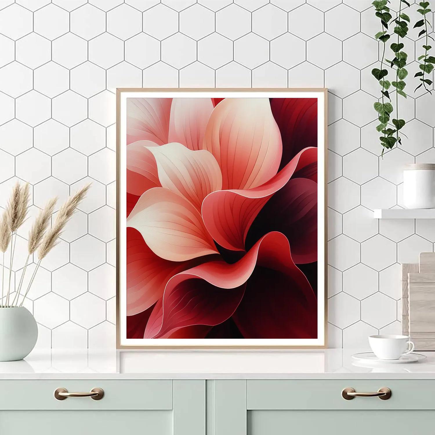 Georgia O’Keeffe Inspired Crimson Petal Close Up Paint by numbers art