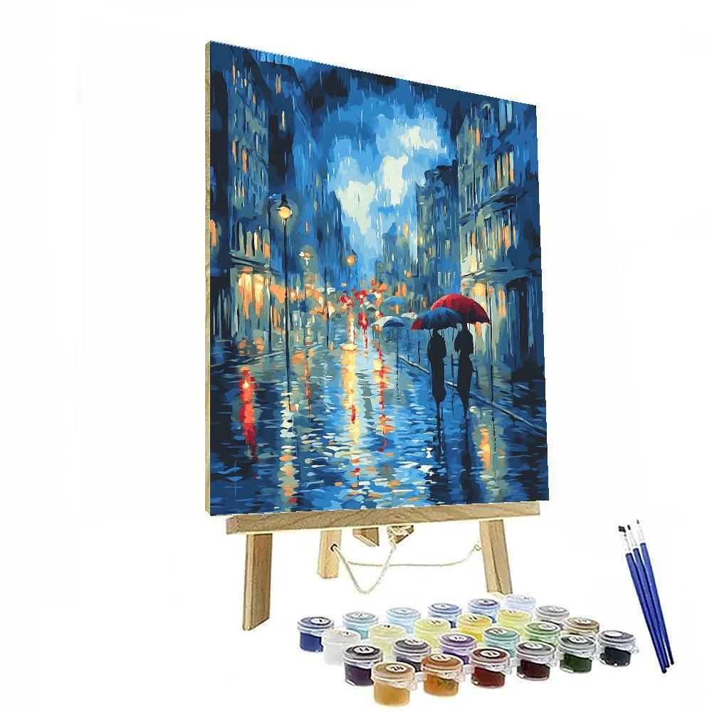 Edvard Munch Inspired Emotional Rainy Street Number painting