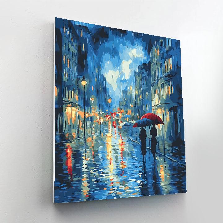 Edvard Munch Inspired Emotional Rainy Street Number painting