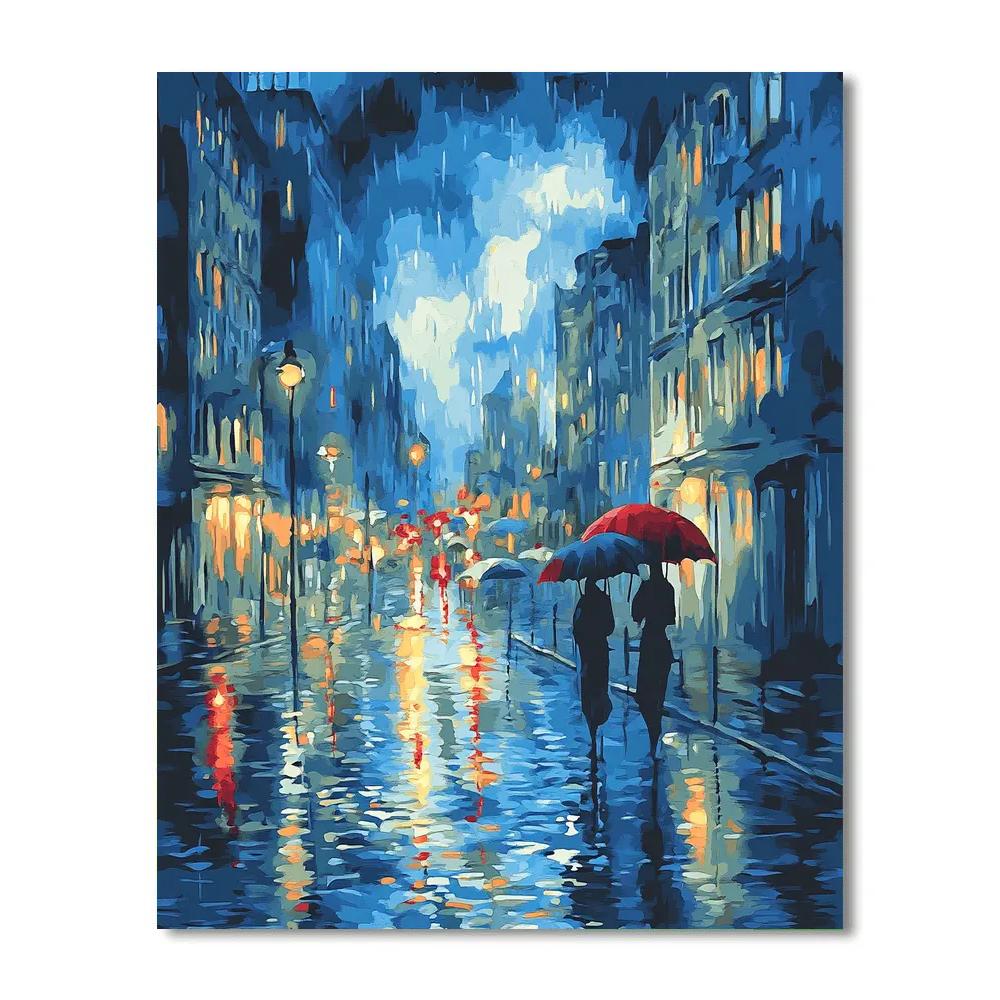Edvard Munch Inspired Emotional Rainy Street Number painting