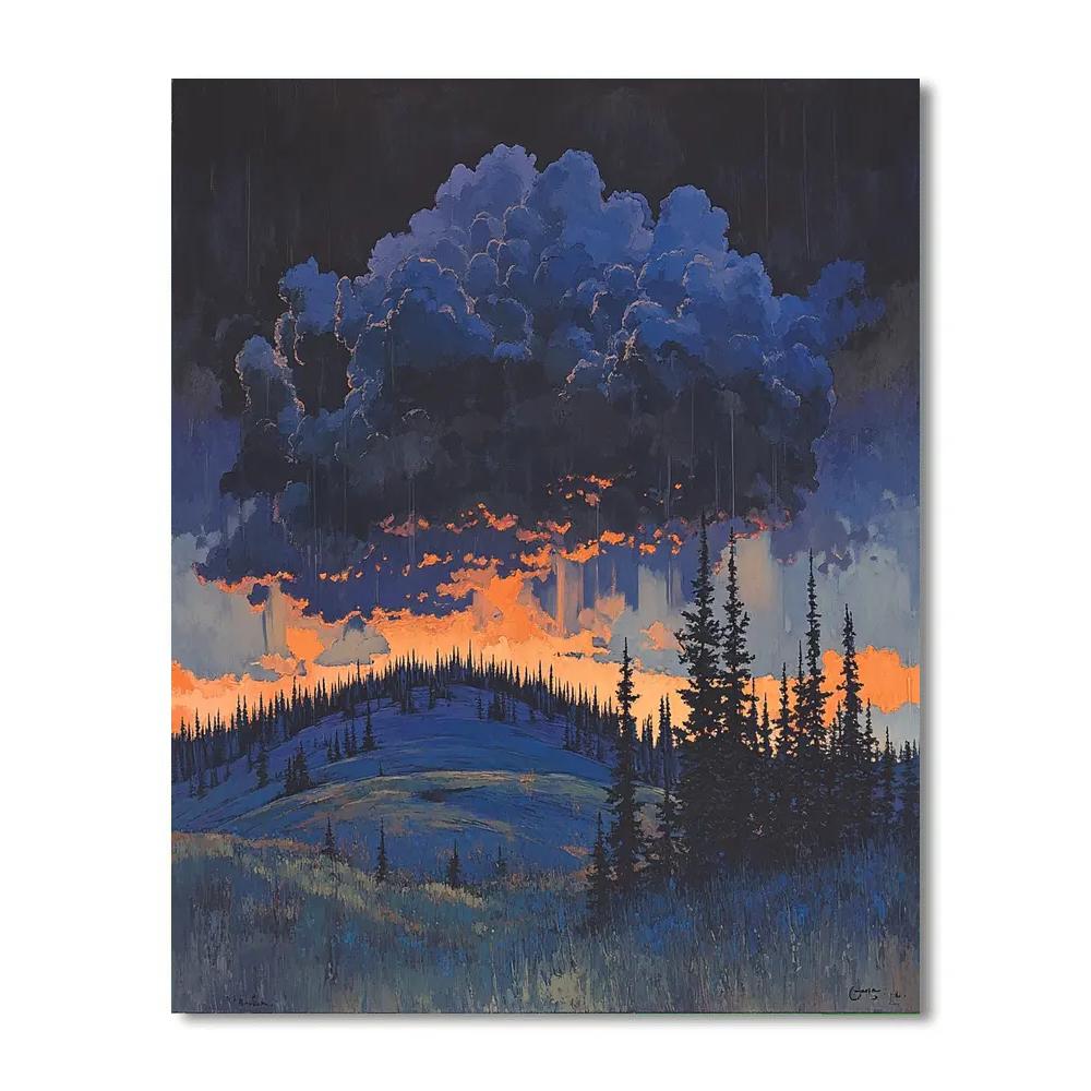 Frederick Varley Inspired Thunderstorm Rolling Over Pine Ridge Painting by numbers kit