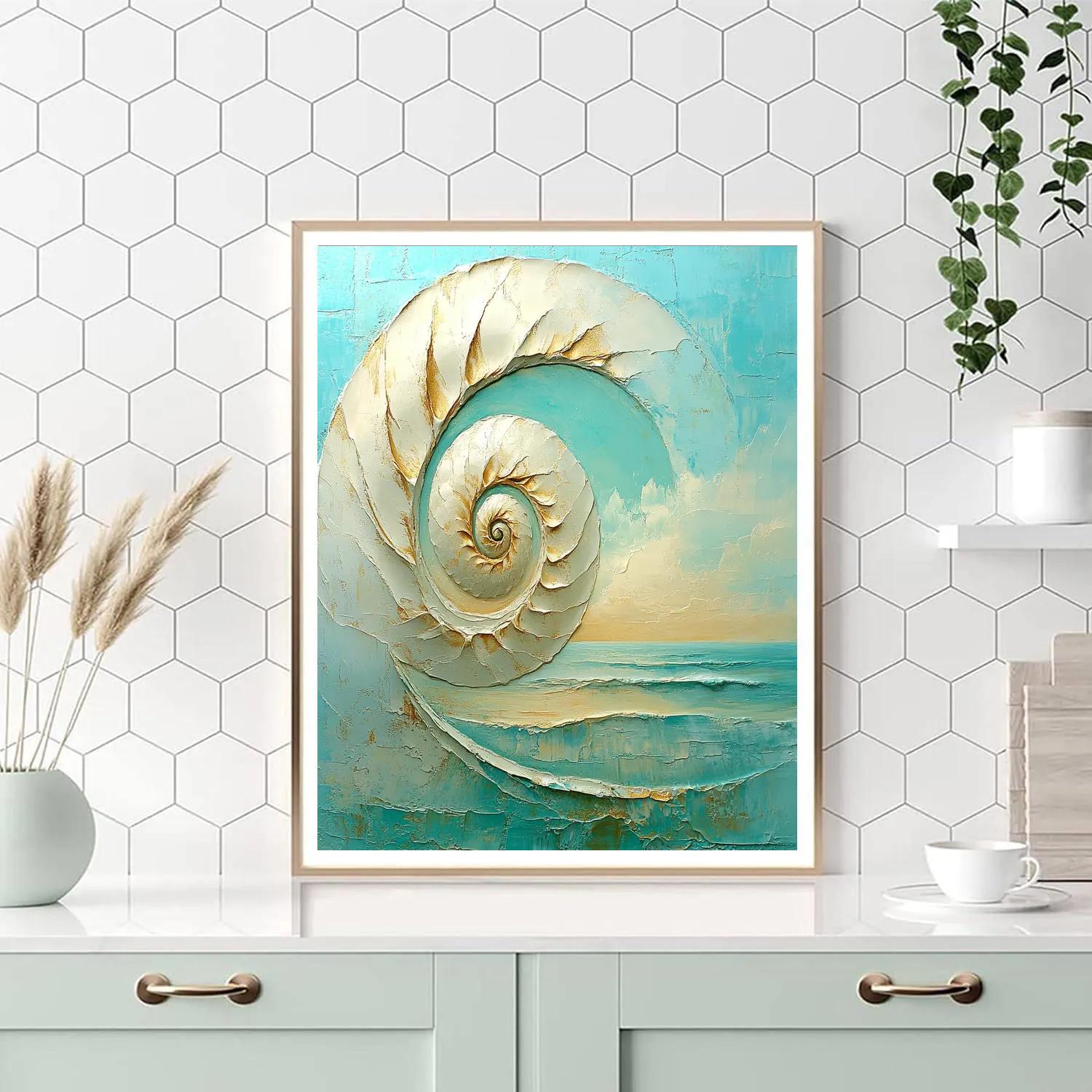 Georgia O’Keeffe Inspired Ivory Shell Abstraction painting number kit