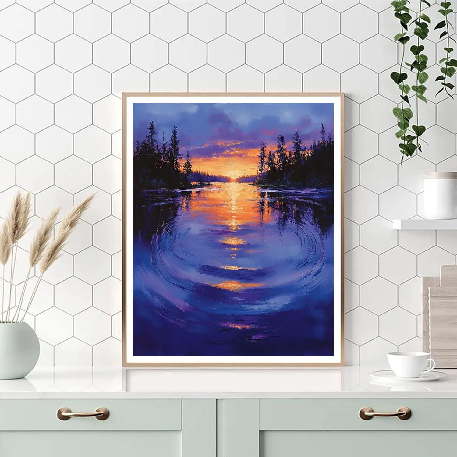 Frederick Varley Inspired Twilight Reflections On Silent Lake paint by numbers