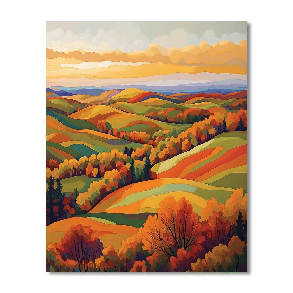 Frederick Varley Inspired Autumn Blaze Across Rolling Hills Paint by numbers art