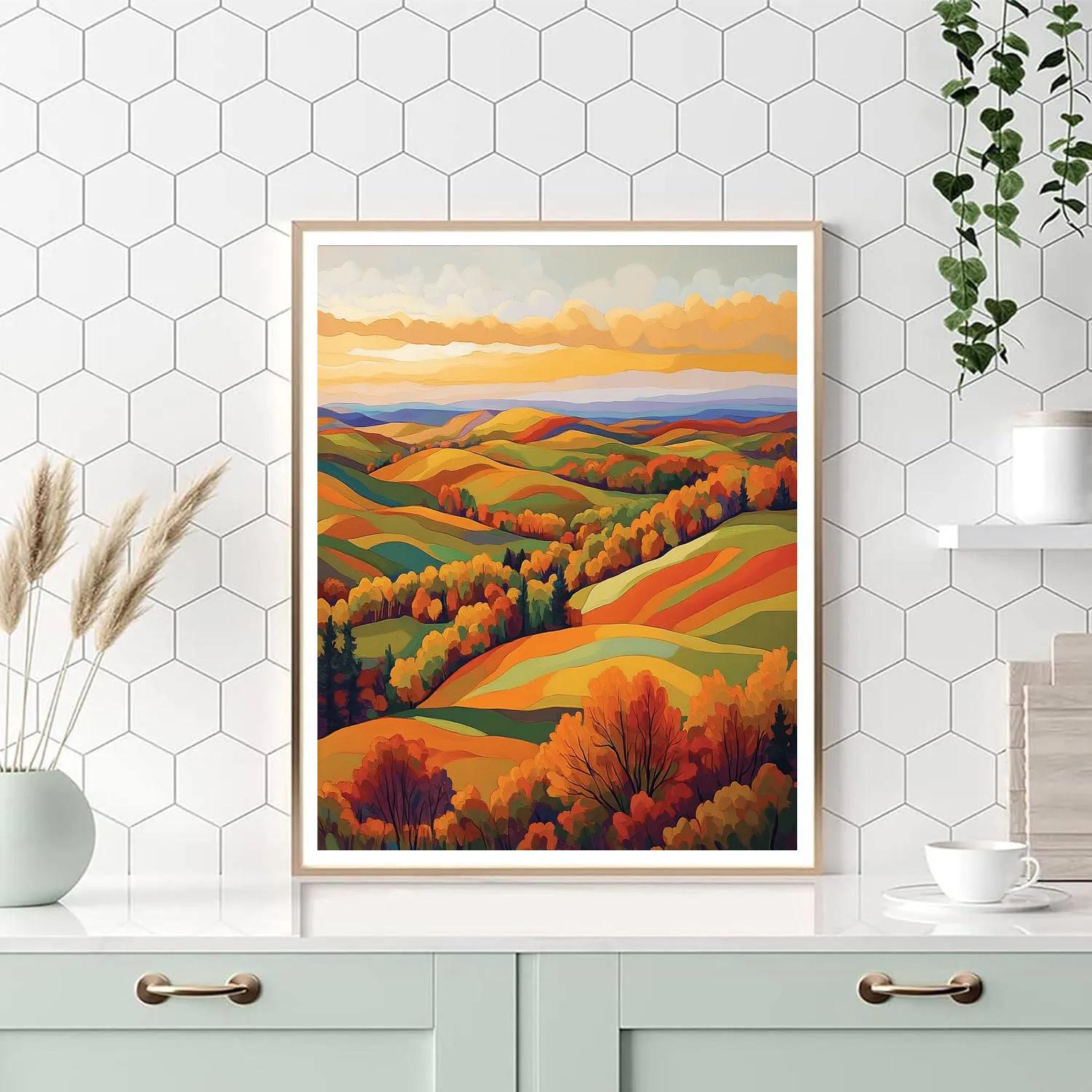 Frederick Varley Inspired Autumn Blaze Across Rolling Hills Paint by numbers art
