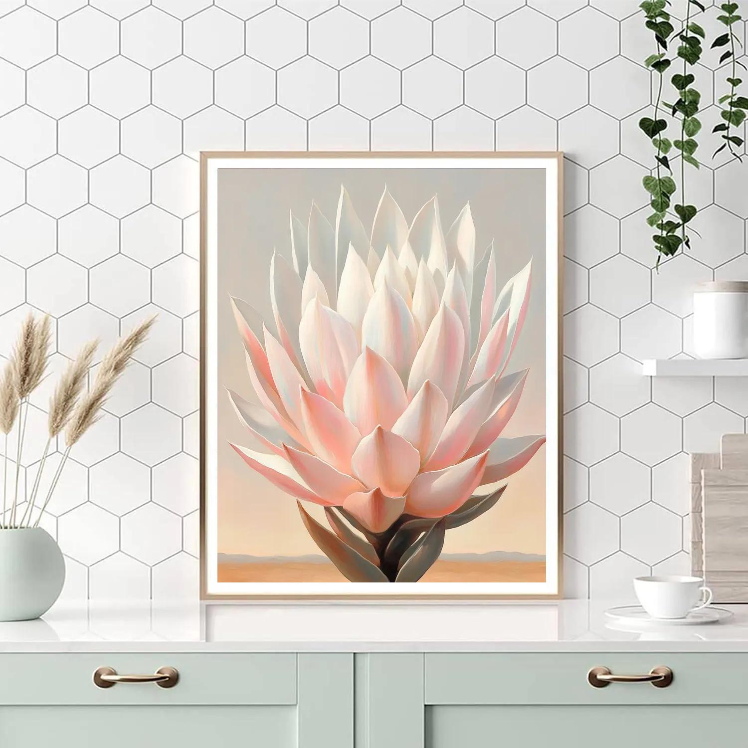 Georgia OKeeffe Inspired Luminous Agave Flower Close Up paint by color