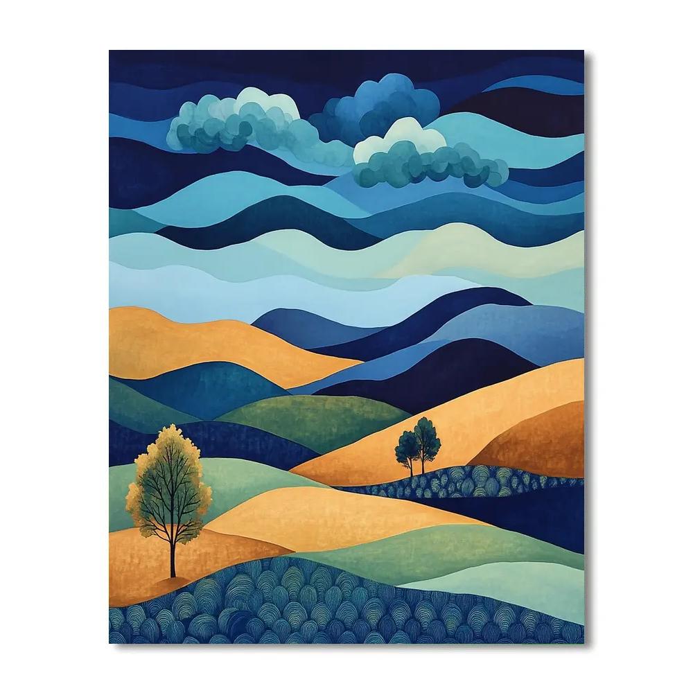 J. E. H. MacDonald Inspired Decorative Sky Over Rolling Hills Paint by numbers art