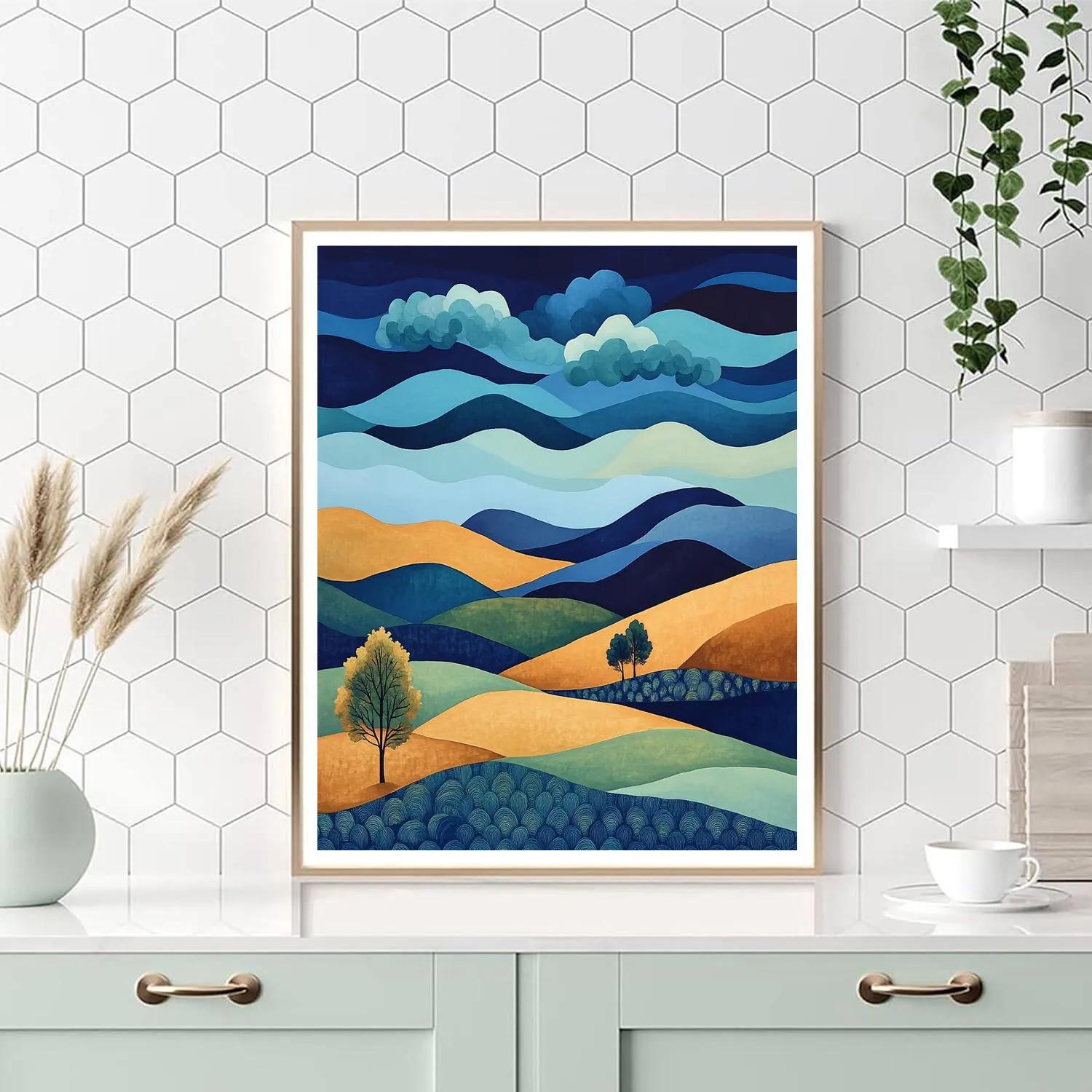 J. E. H. MacDonald Inspired Decorative Sky Over Rolling Hills Paint by numbers art