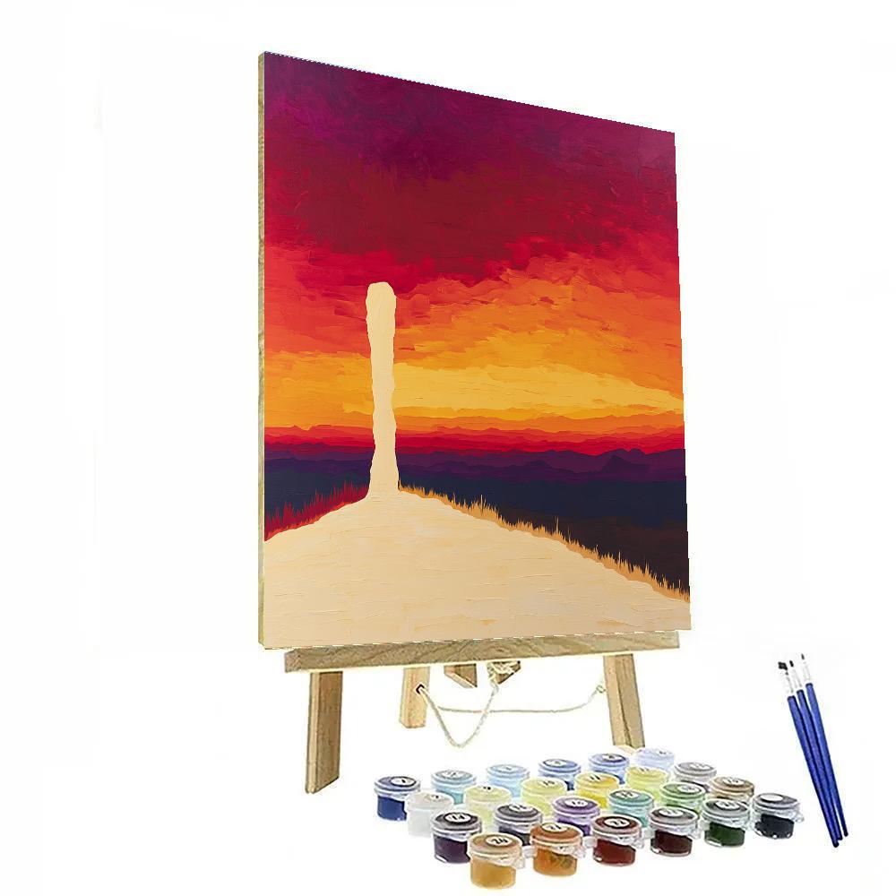 Georgia OKeeffe Inspired Majestic Desert Bone Silhouette At Sunset Paint by numbers art