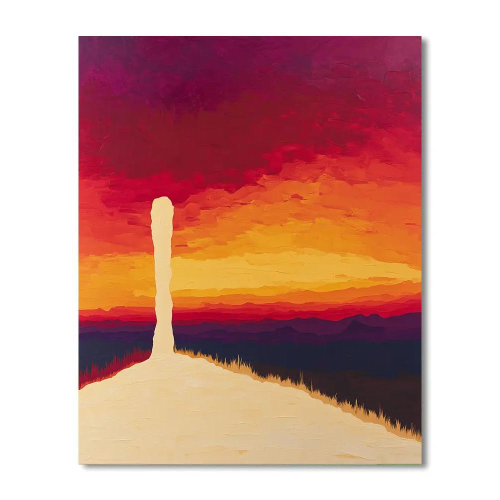 Georgia OKeeffe Inspired Majestic Desert Bone Silhouette At Sunset Paint by numbers art
