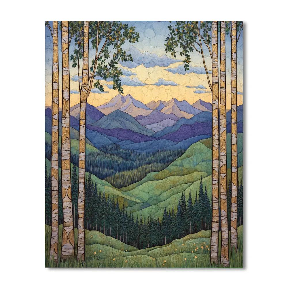J. E. H. MacDonald Inspired Mountain Vale In Late Light painting number kit