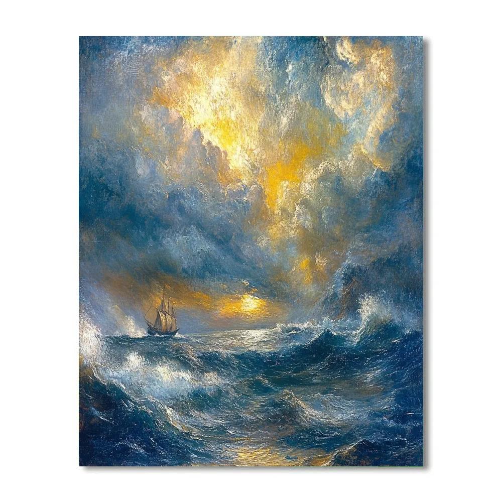 JMW Turner Inspired Stormy Ocean Voyage Numbered painting kits