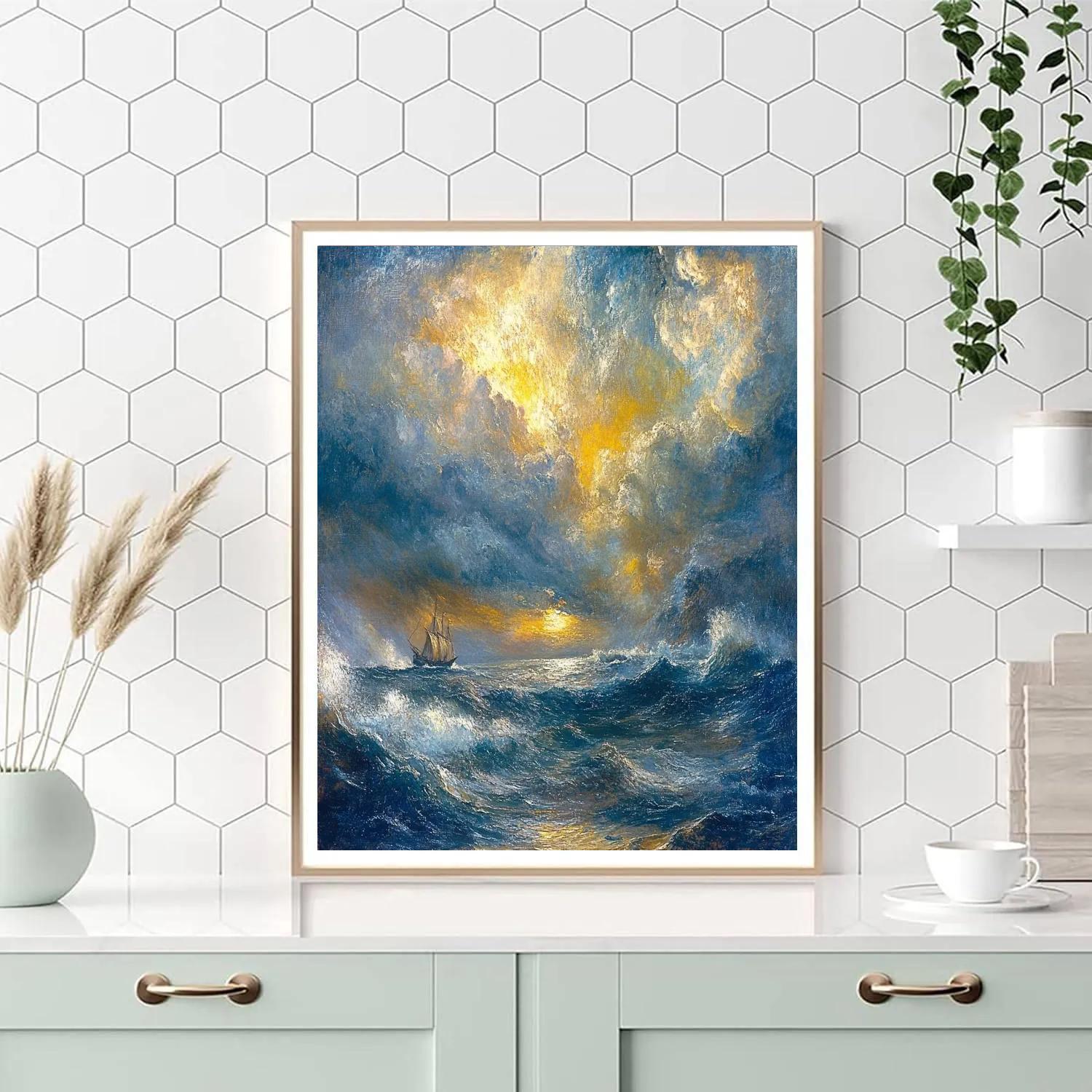 JMW Turner Inspired Stormy Ocean Voyage Numbered painting kits