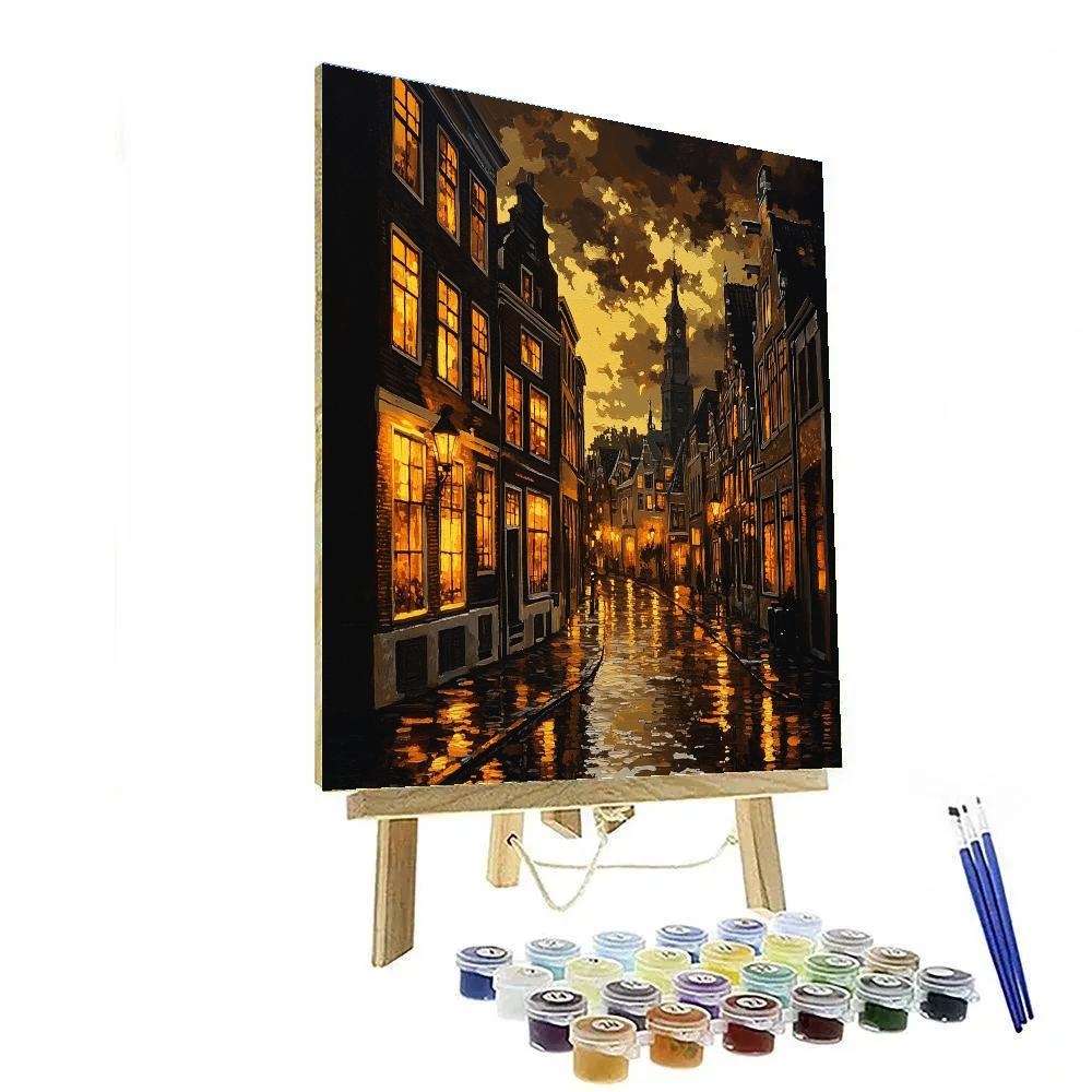 Rembrandt Inspired Dramatic Cityscape At Dusk Paint by numbers art