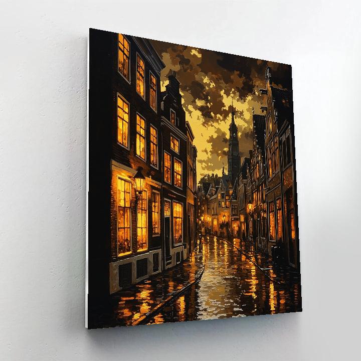 Rembrandt Inspired Dramatic Cityscape At Dusk Paint by numbers art