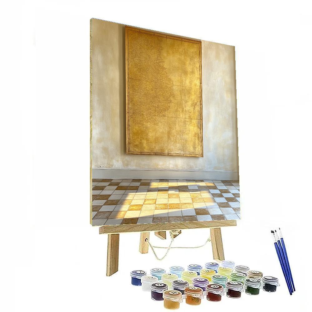 Johannes Vermeer Inspired Map And Tiled Floor With Light painting number kit