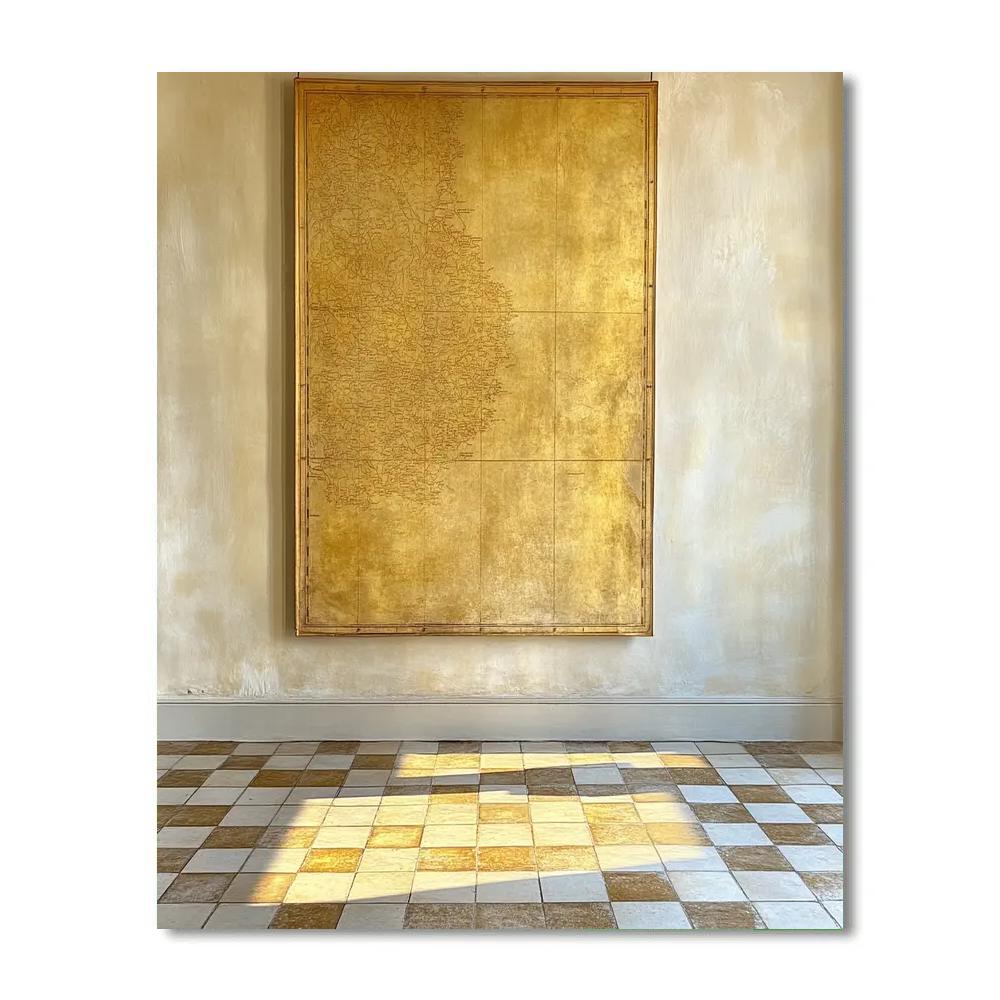 Johannes Vermeer Inspired Map And Tiled Floor With Light painting number kit