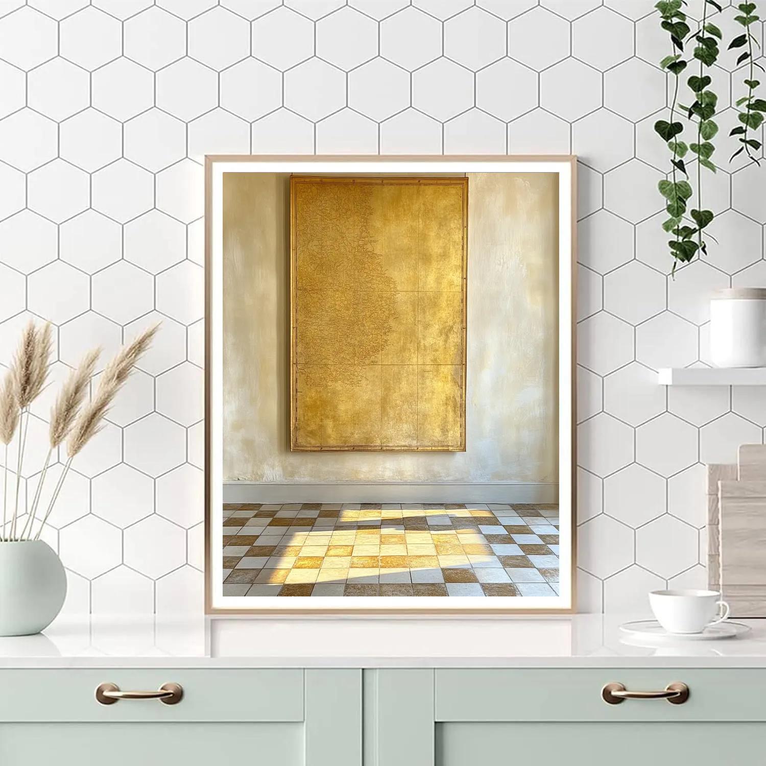 Johannes Vermeer Inspired Map And Tiled Floor With Light painting number kit