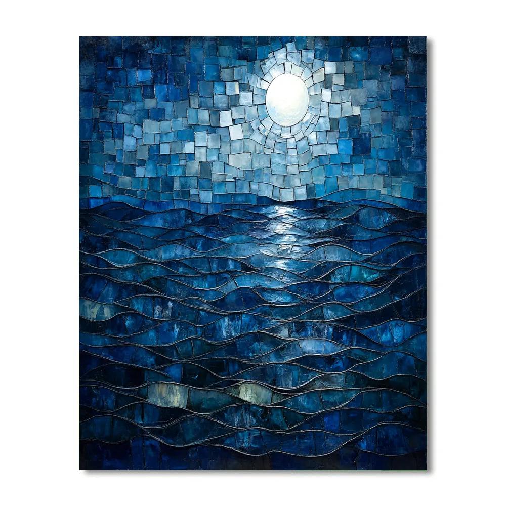 Jean-Paul Riopelle Inspired Textured Midnight Ocean paint by number