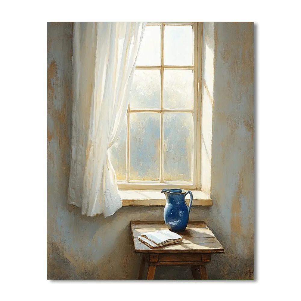 Johannes Vermeer Inspired Luminous Delft Window Nook Number painting