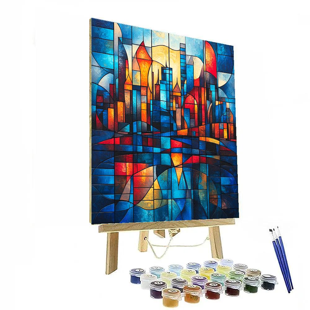 Picasso Inspired Fragmented Cityscape Paint by numbers art