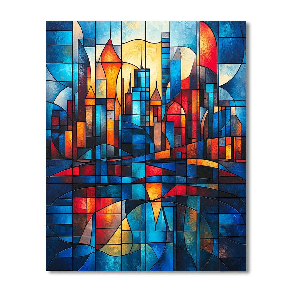 Picasso Inspired Fragmented Cityscape Paint by numbers art