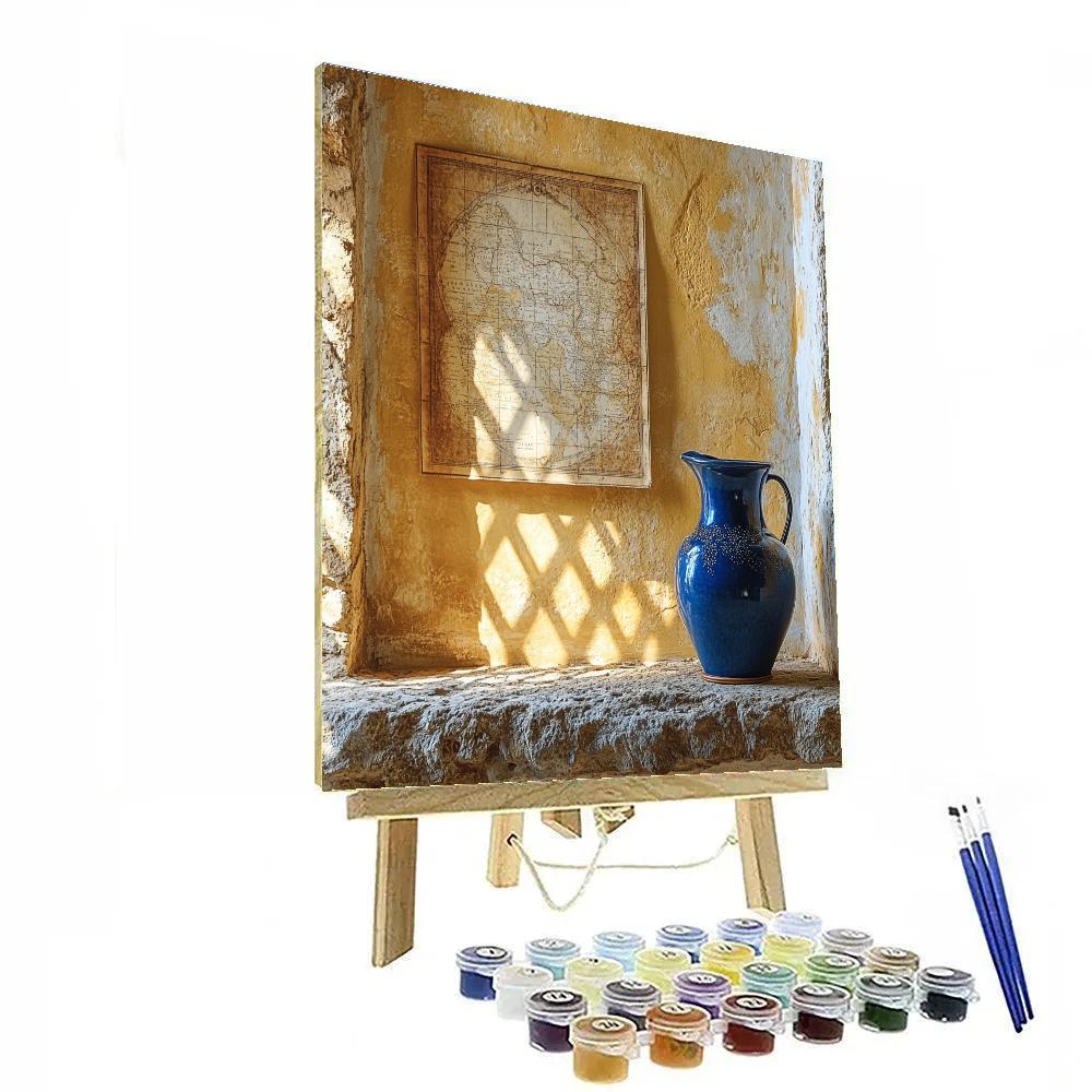 Johannes Vermeer Inspired Sunlit Interior With Map And Ceramic paint by number