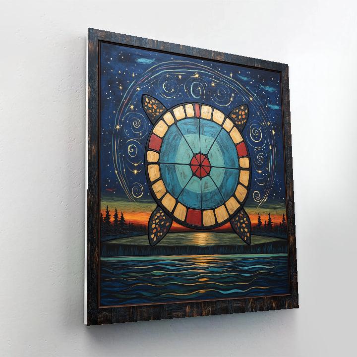 Norval Morrisseau Inspired Spirit Turtle Of The Moonlit Current DIY paint by numbers