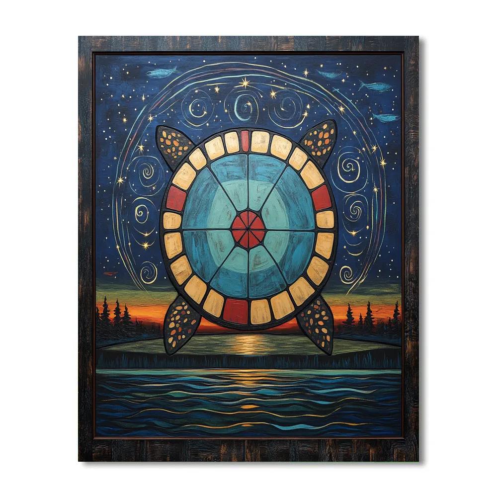 Norval Morrisseau Inspired Spirit Turtle Of The Moonlit Current DIY paint by numbers