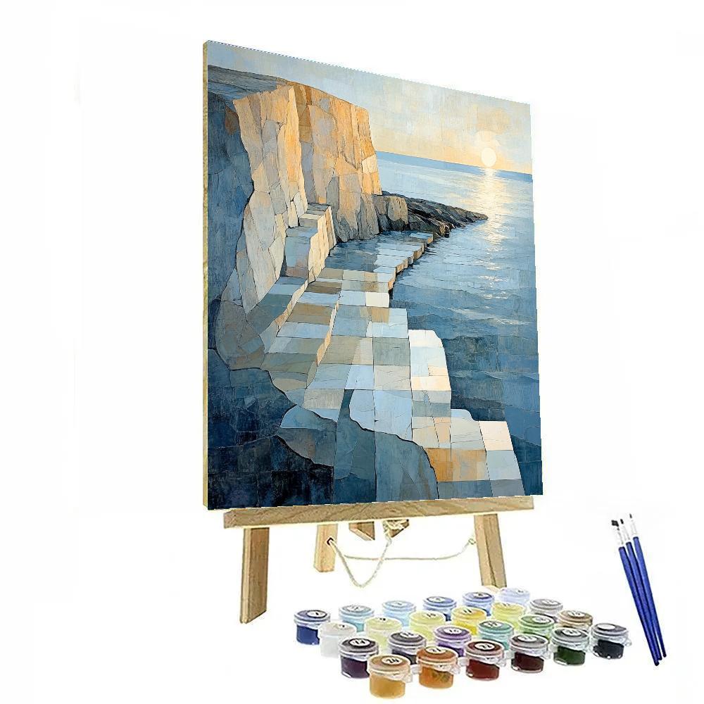 Pablo Picasso Inspired Cubist Ochre Coastline DIY paint by numbers