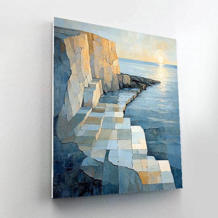 Pablo Picasso Inspired Cubist Ochre Coastline DIY paint by numbers