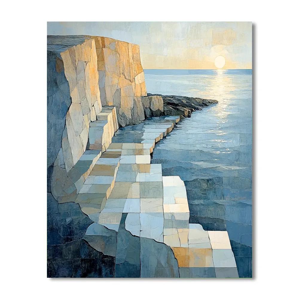 Pablo Picasso Inspired Cubist Ochre Coastline DIY paint by numbers