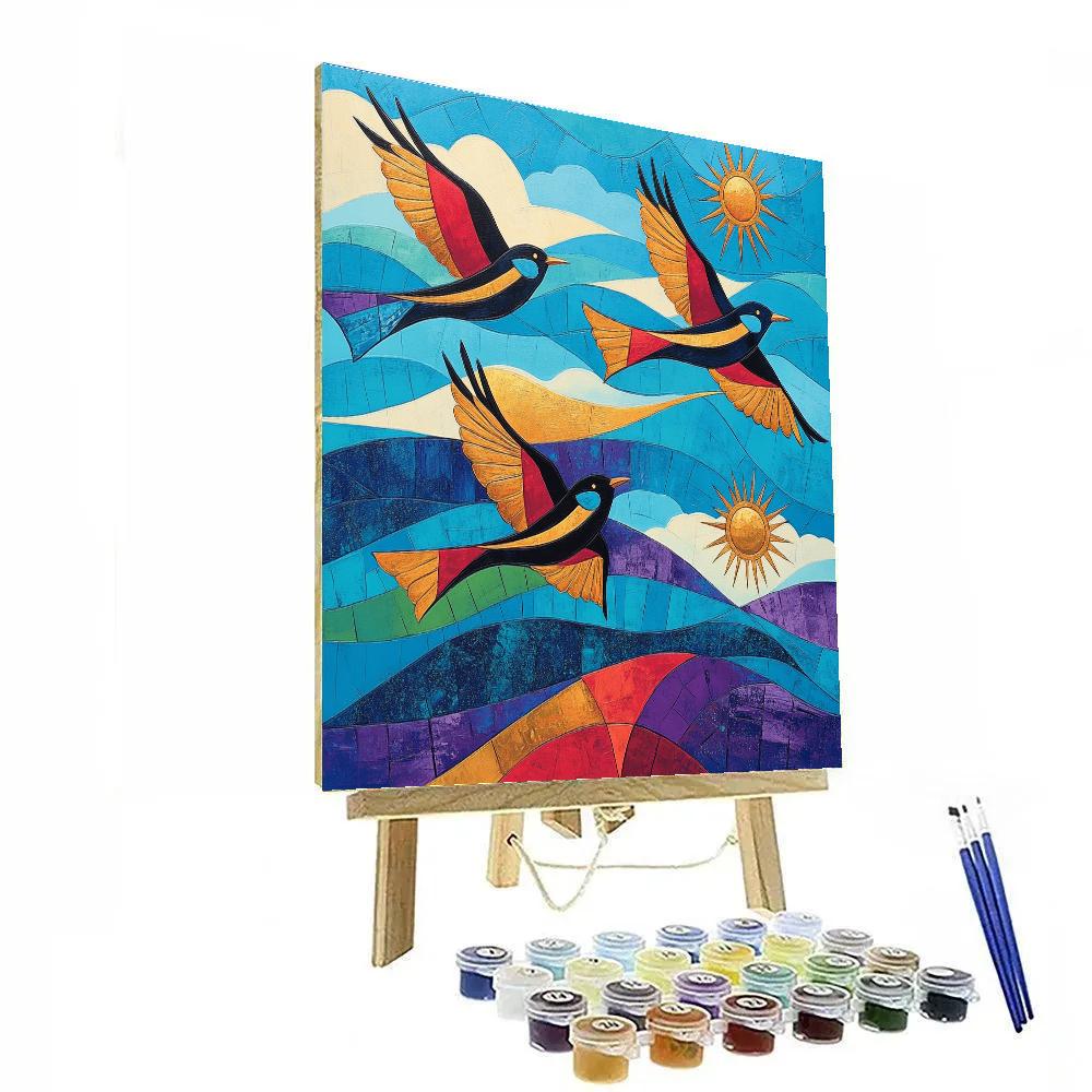 Norval Morrisseau Inspired Birds Of The Northern Sky Song painting number kit