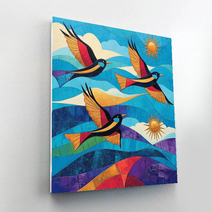Norval Morrisseau Inspired Birds Of The Northern Sky Song painting number kit