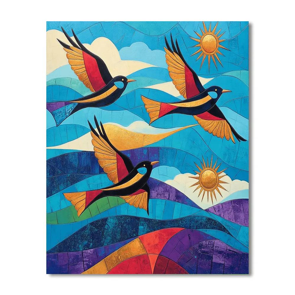 Norval Morrisseau Inspired Birds Of The Northern Sky Song painting number kit