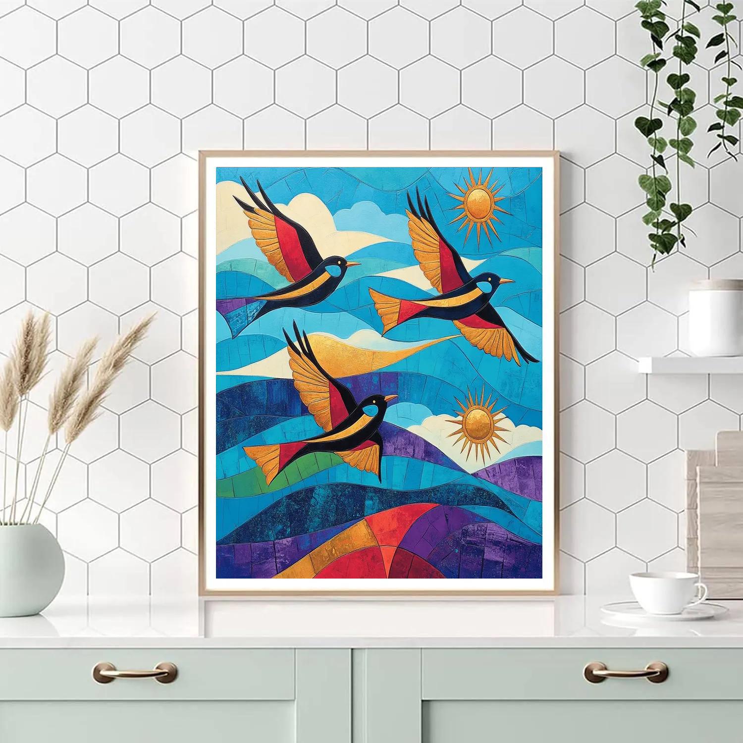 Norval Morrisseau Inspired Birds Of The Northern Sky Song painting number kit