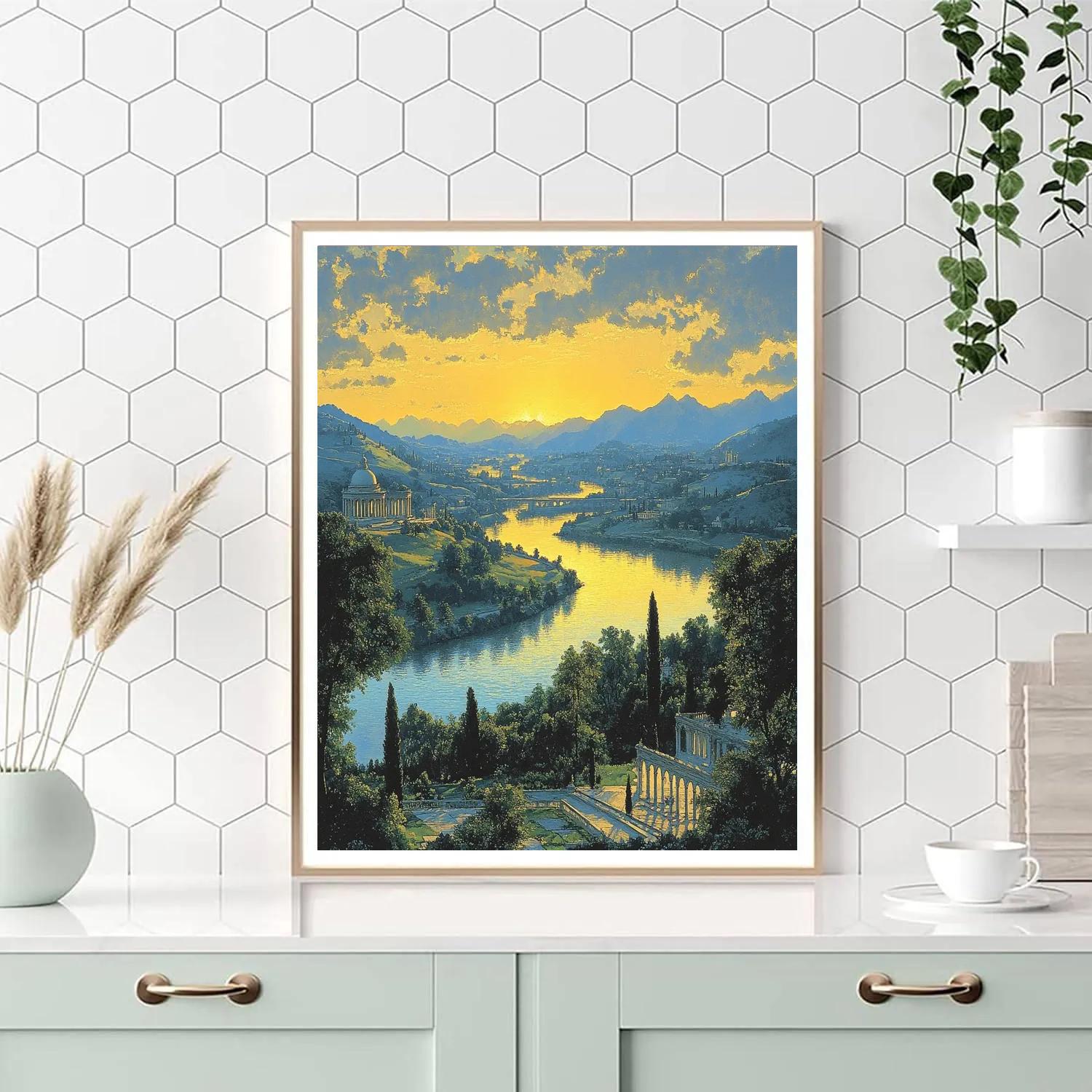 Raphael Inspired Luminous Riverside Arcades Numbered painting kits