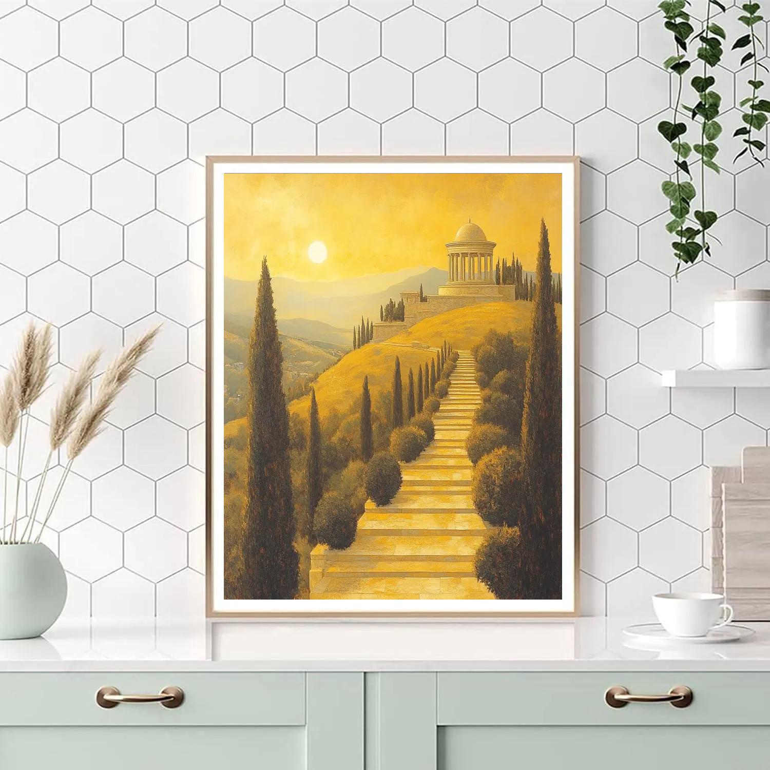 Raphael Inspired Golden Hill Of Arched Temples Paint by numbers kits