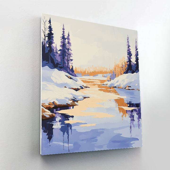 Lawren Harris Inspired Serene Northern Lake With Snow-Covered Banks Paint by numbers art