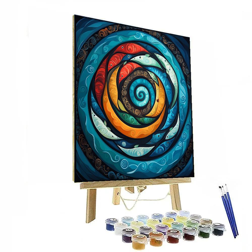 Norval Morrisseau Inspired Salmon Spiral Of Ancestral Rivers Number painting