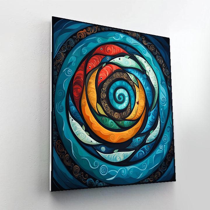 Norval Morrisseau Inspired Salmon Spiral Of Ancestral Rivers Number painting