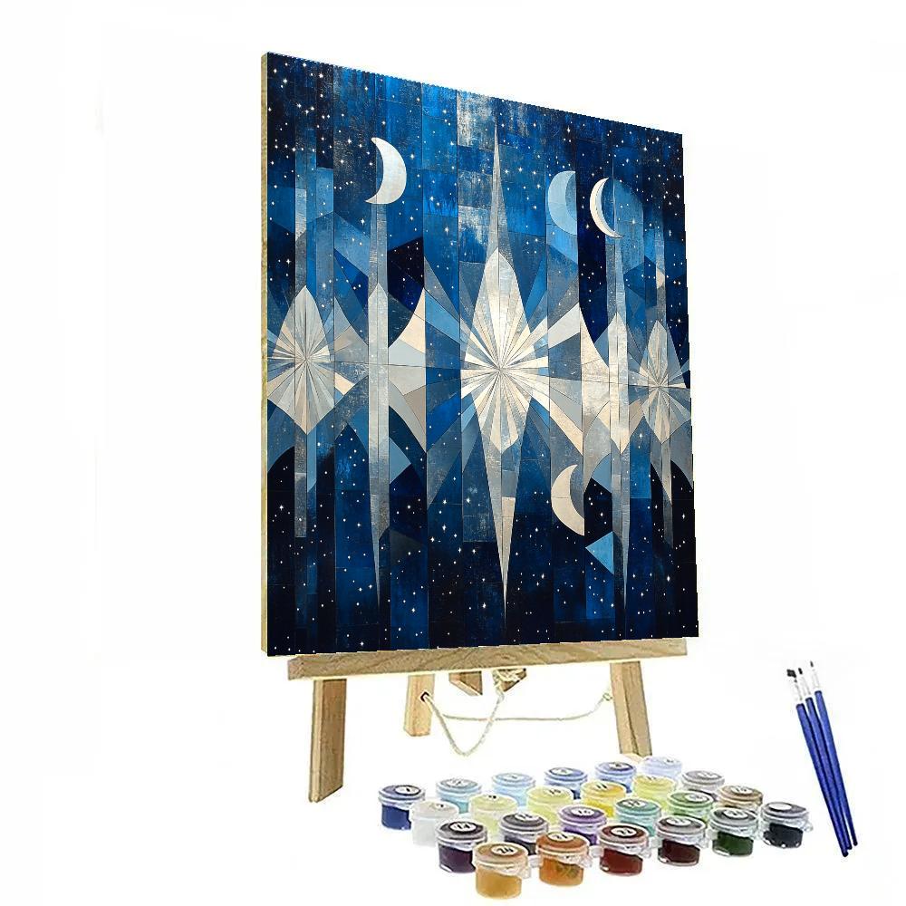 Pablo Picasso Inspired Cubist Night Sky Mosaic paint by number