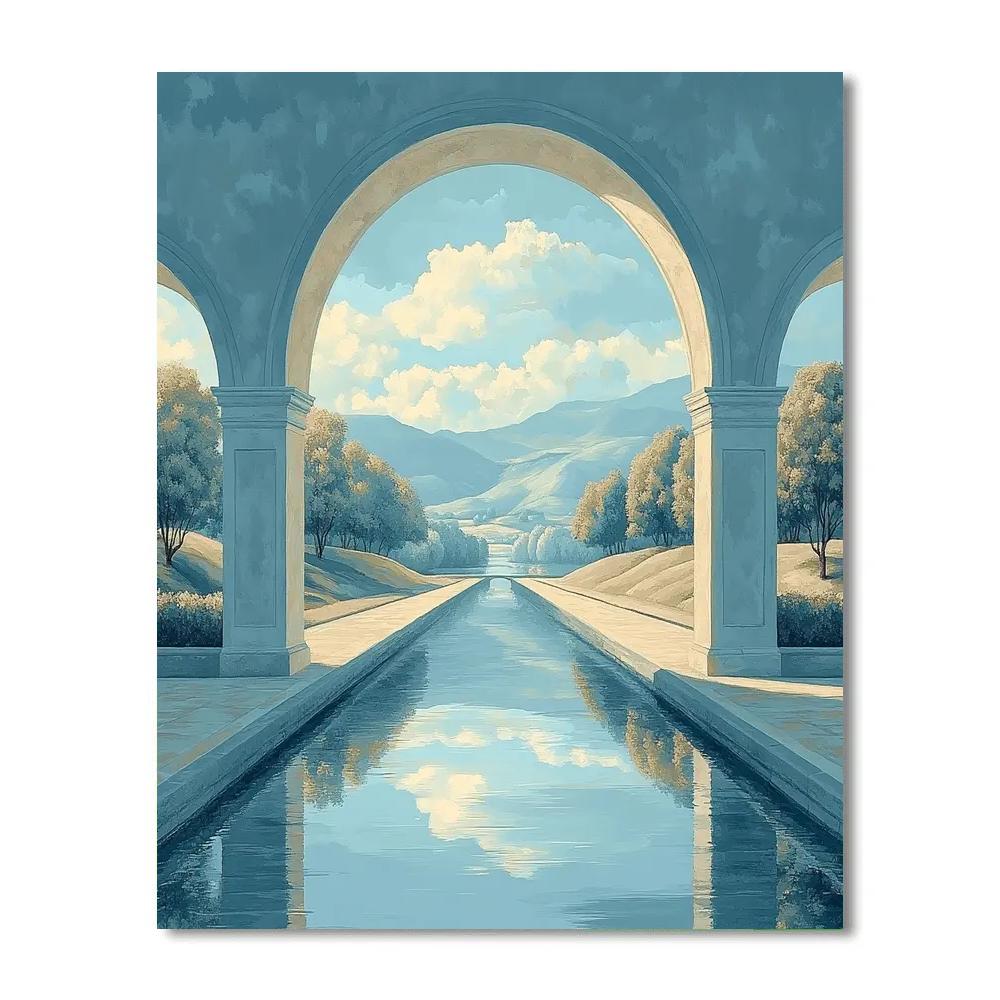 Raphael Inspired Azure Vista With Arched Causeway Number painting