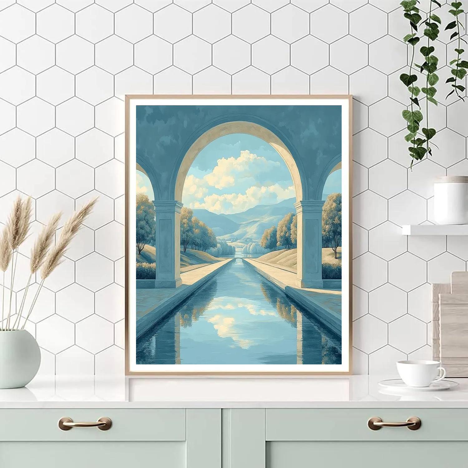 Raphael Inspired Azure Vista With Arched Causeway Number painting