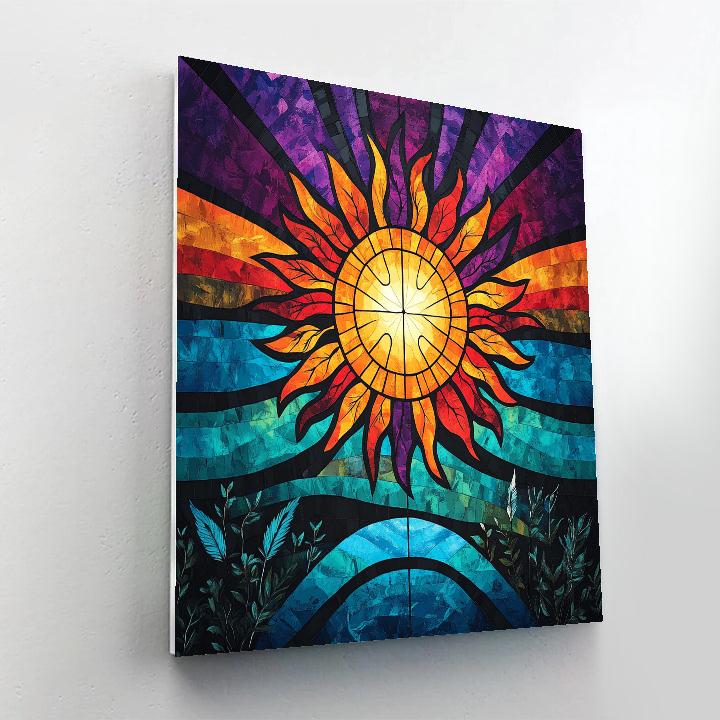 Norval Morrisseau Inspired Sun And Aurora Of Woodland Medicine Numbered painting kits