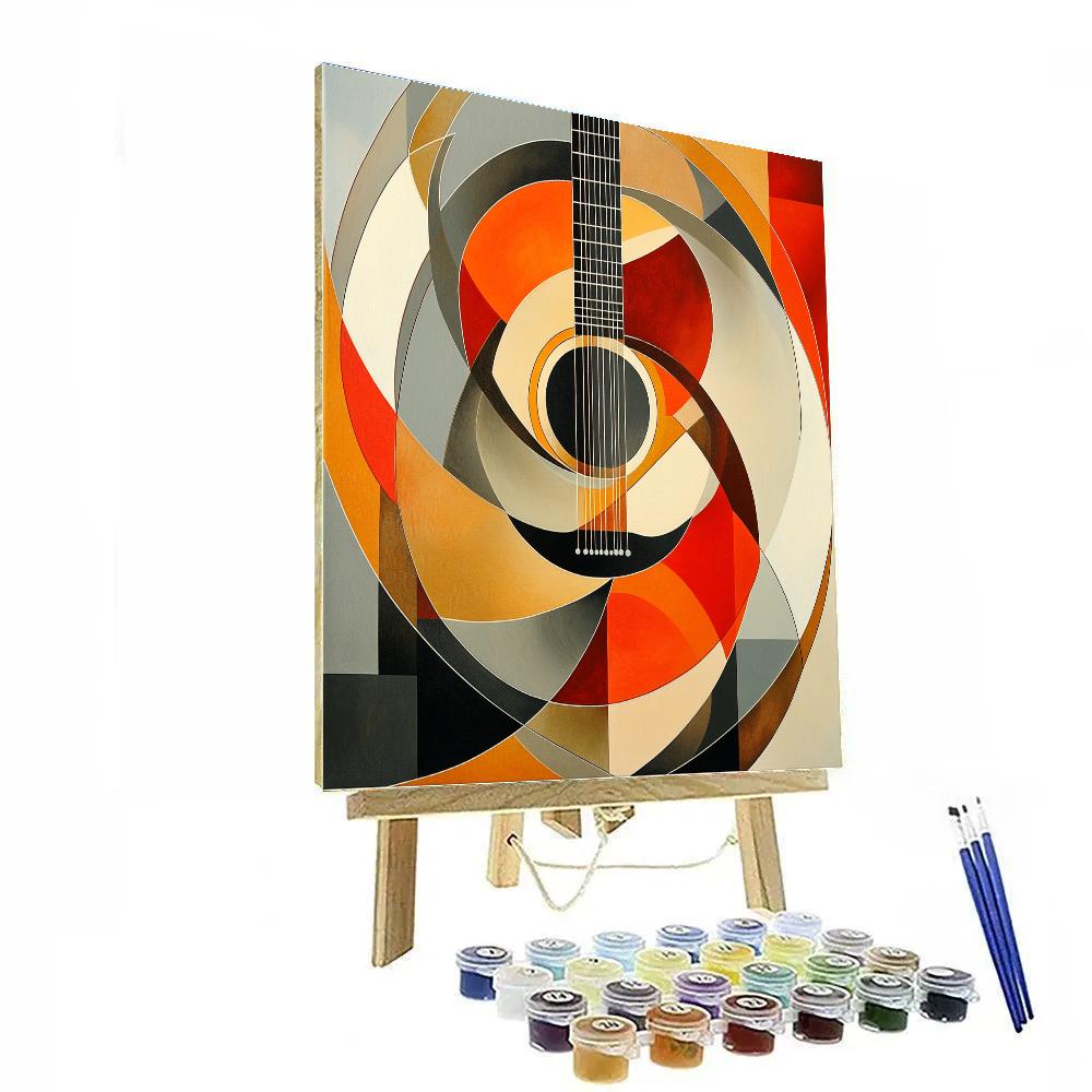 Pablo Picasso Inspired Symbolic Guitar Geometry painting number kit