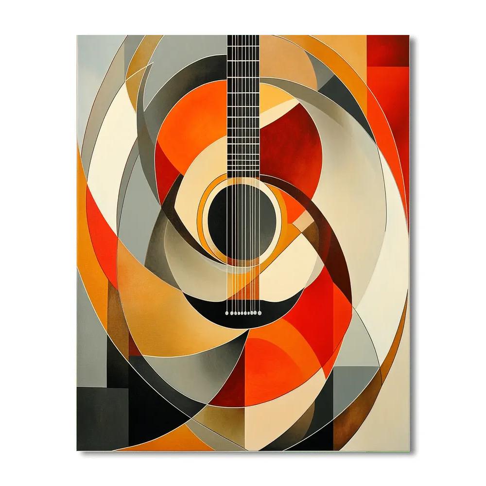 Pablo Picasso Inspired Symbolic Guitar Geometry painting number kit